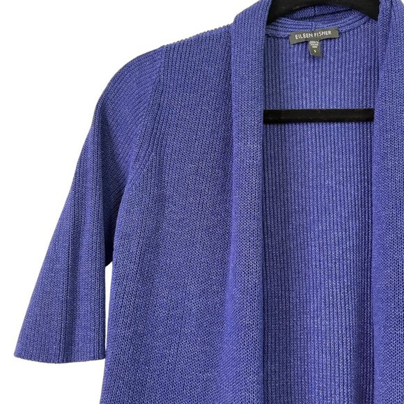 Eileen Fisher Italian Yarn Knit Cott0n/Viscose/Silk Long Lined Cardigan Size S - Picture 3 of 7